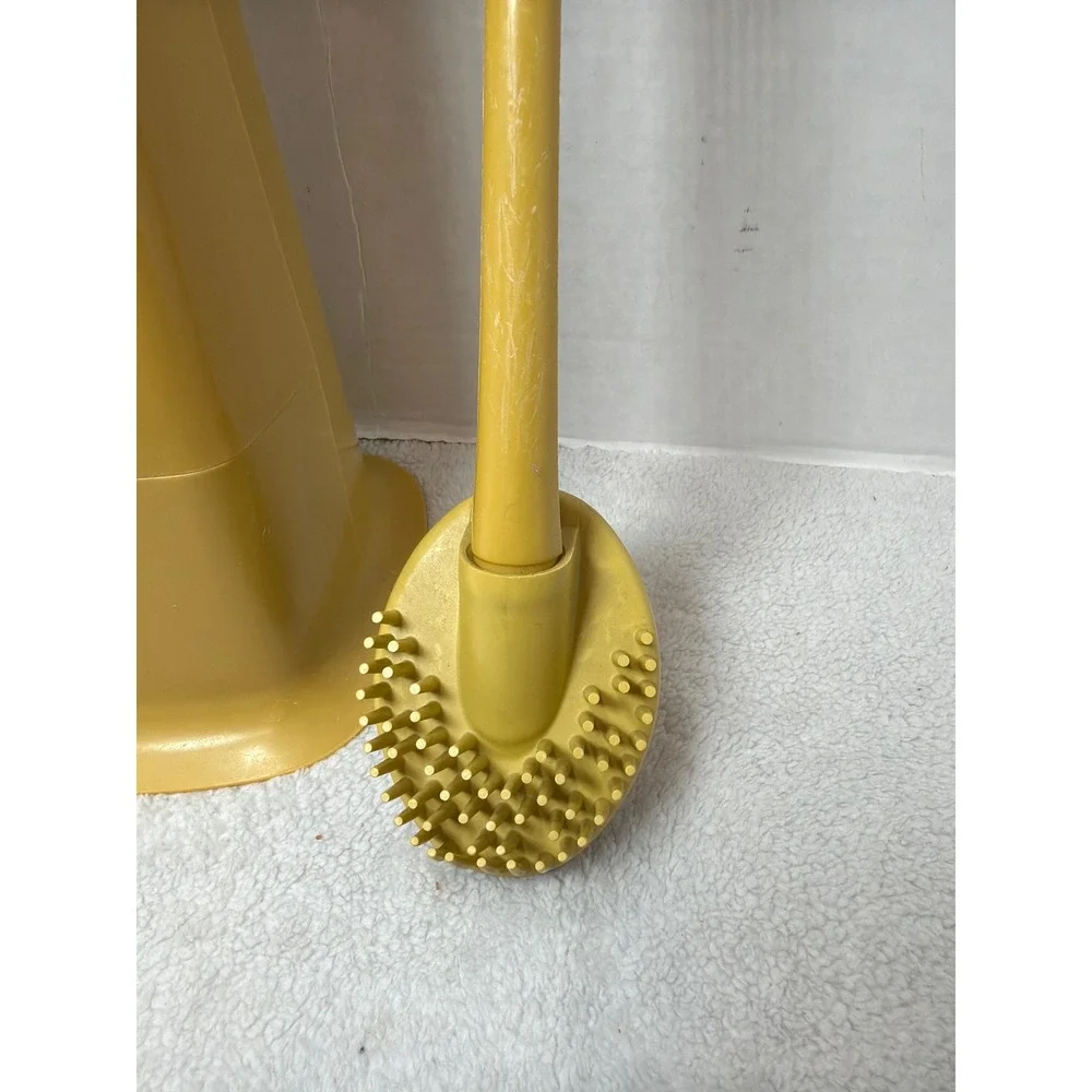 Rare VTG MCM 70s Rubbermaid Party Plan Toilet Brush Holder Set Harvest Gold